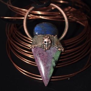 Ruby zoisite labradorite pendant
