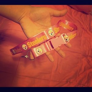PINK steelers lanyard