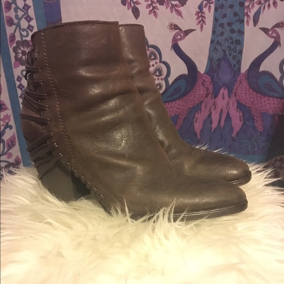 Genuine Leather Brown Laced Booties