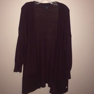 slouchy oversized maroon knitted cardigan