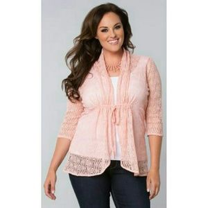 Salmon Pink Lace Bellini Cardigan