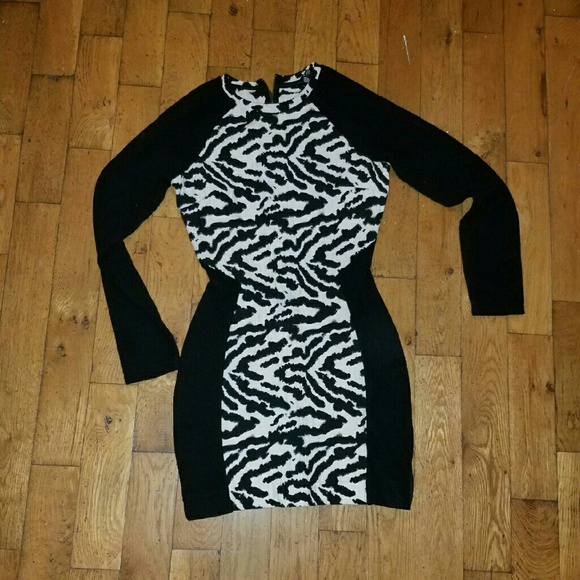 H&M Black White Zebra Print bodycon dress