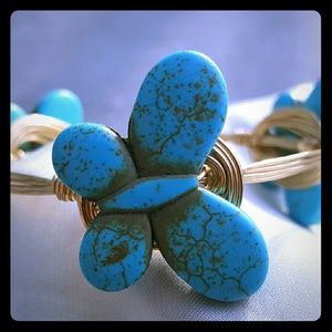 Turquoise Butterfly and Gold Bangle