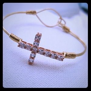 Swarovski Crystal Cross Gold Cuff