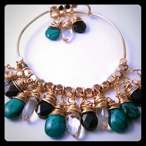 Multi Stone Dangle Bangle