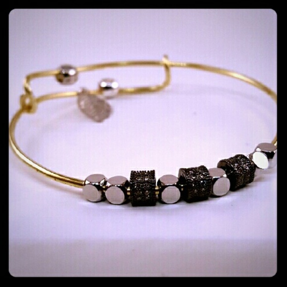 Silver anf Gunmetal with Swaroski Crystal Bangle