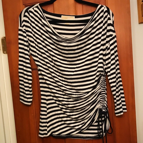 Michael Kors Black and White side tie shirt