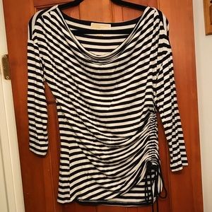 Michael Kors Black and White side tie shirt