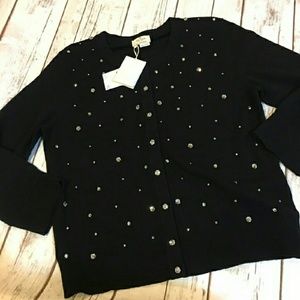 Kate Spade Black Wool Sweater w/ Crystal Accents
