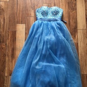 Blue Cinderella Prom Dress