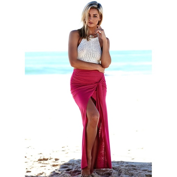 NWOT! Deep fuschia 🌺asymmetrical maxi skirt!