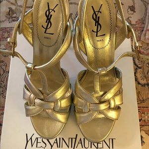 YSL gold tribute heels