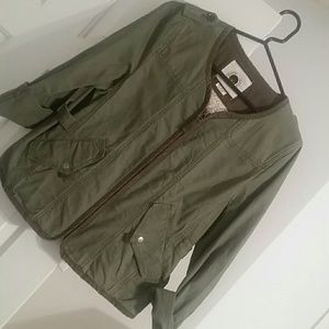 Anthropologie army green/ crochet jacket size 6