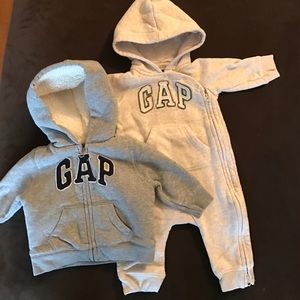 GAP One Piece Sweatsuit & Zippered Hoodie (3-6 m)