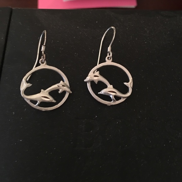 Silver dolphin earrings
