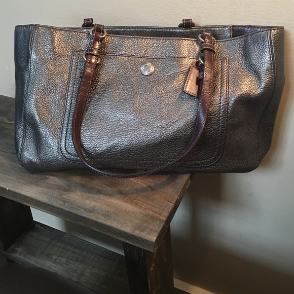 Small bronze colored Coach bag