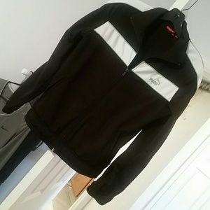 Athletic black green and white puma jacket