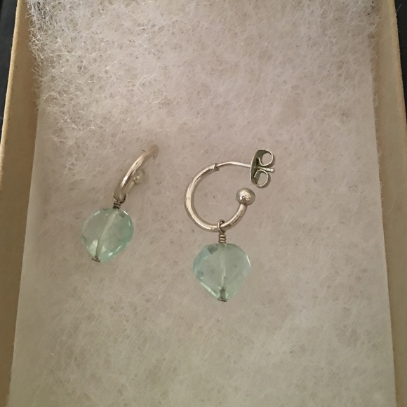 Small open hoop w/ light blue faux stone earrings