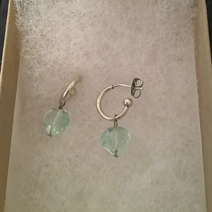 Small open hoop w/ light blue faux stone earrings