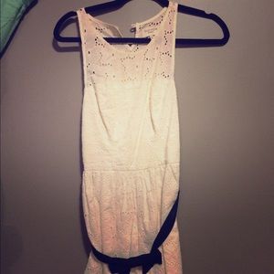 Cute White Fit and Flare Eyelet Detail Dress