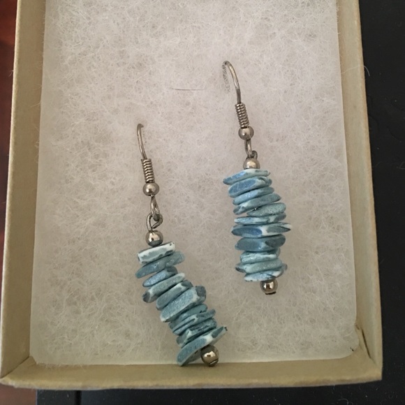 Blue stacked stone earrings