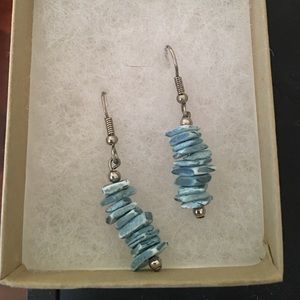 Blue stacked stone earrings