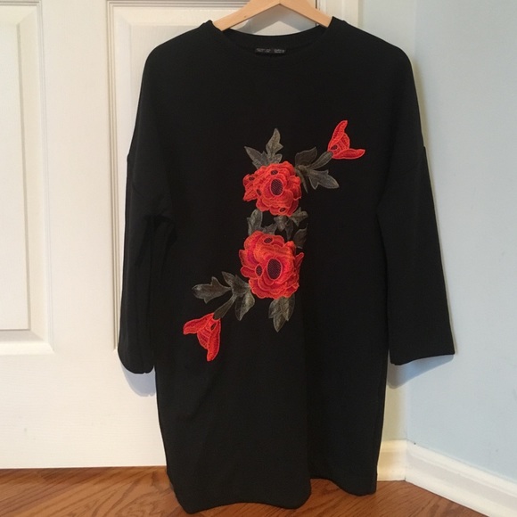 Embroidered Sweatshirt Dress