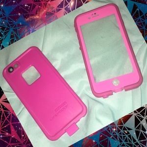 PINK iPhone 6S life proof case with aux adapter