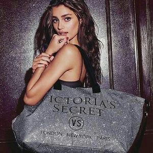Victoria's Secret Silver Glitter Tote Bag