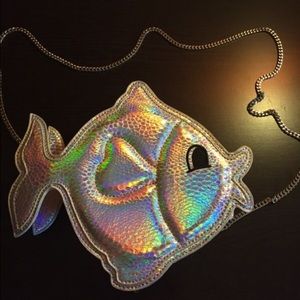 Fish Metalliz Faux leather crossbody bag