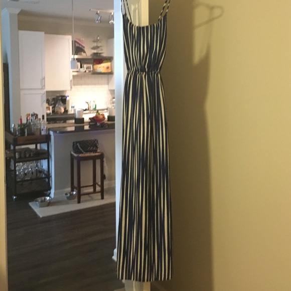 Banana Republic Navy Blue & White Stripped Maxi