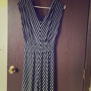 Black and gray stripped asymmetrical dress