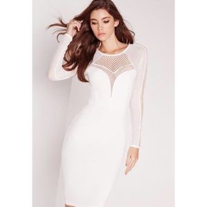 White Long Sleeve Midi Dress