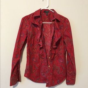 Ralph Lauren paisley ruffle top