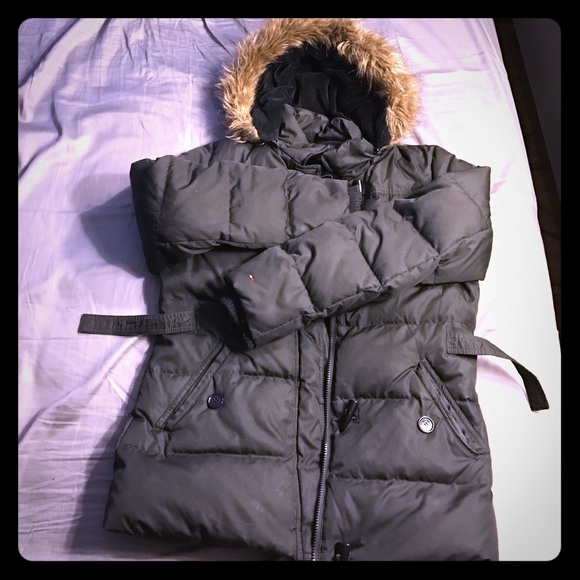 Tommy Hilfiger Faux Fur Hooded Black Puffer Coat