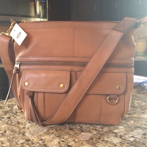 NWT Fossil Top Zip Cross body Messenger bag