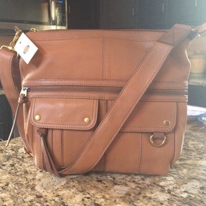 NWT Fossil Top Zip Cross body Messenger bag