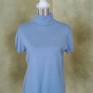 TALBOTS LIGHT BLUE SHORT SLEEVE TURTLENECK