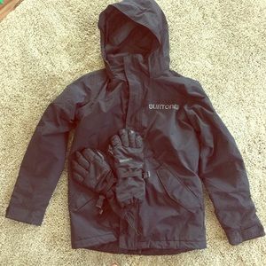 Boy's black Burton coat/gloves