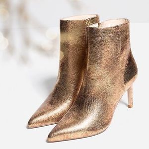 Zara Gold Leather Boots
