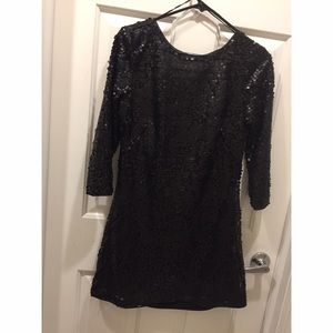 Black sequins low back dress