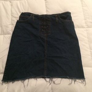 Lace Up Jean Skirt