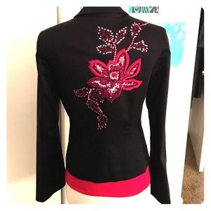 Cache embroidered/beaded black blazer