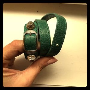 Green Leather Balenciaga Bracelet