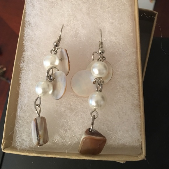 Faux pearl dangle earrings