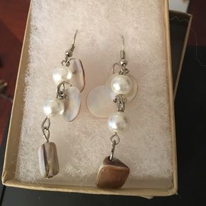 Faux pearl dangle earrings