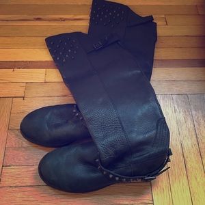 Ash Leather and Stud Riding Boots