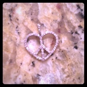 Diamond peace heart necklace charm