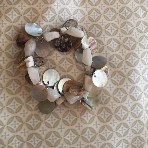 Faux pearl and stone bracelet