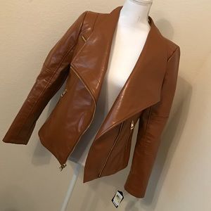Guess brown faux leather jacket NWT
